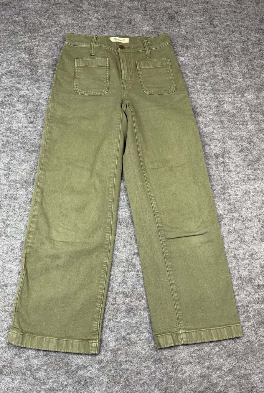 Madewell Emmett Wide-Leg Pants Size P24 Olive Green Utility Crop